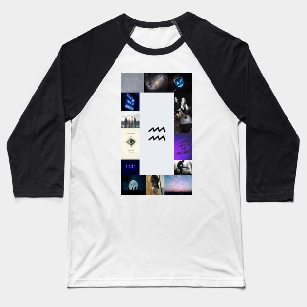 Aquarius Moodboard Aesthetic Baseball T-Shirt by mariaronda